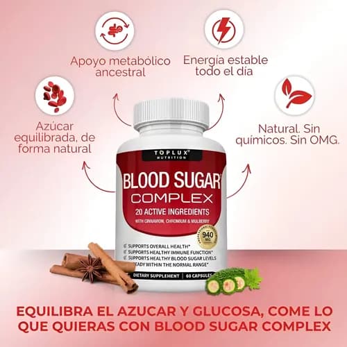 Blood Sugar Complex 🛡️ Tu aliado natural contra los picos de azúcar 📉🩸